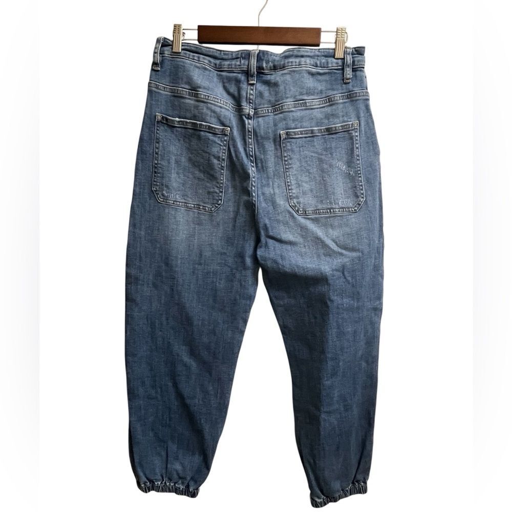 Driftwood Women’s High Rise Jogger Jeans Gathered Cuffed Patch Pockets SZ 32 14 - Picture 3 of 4